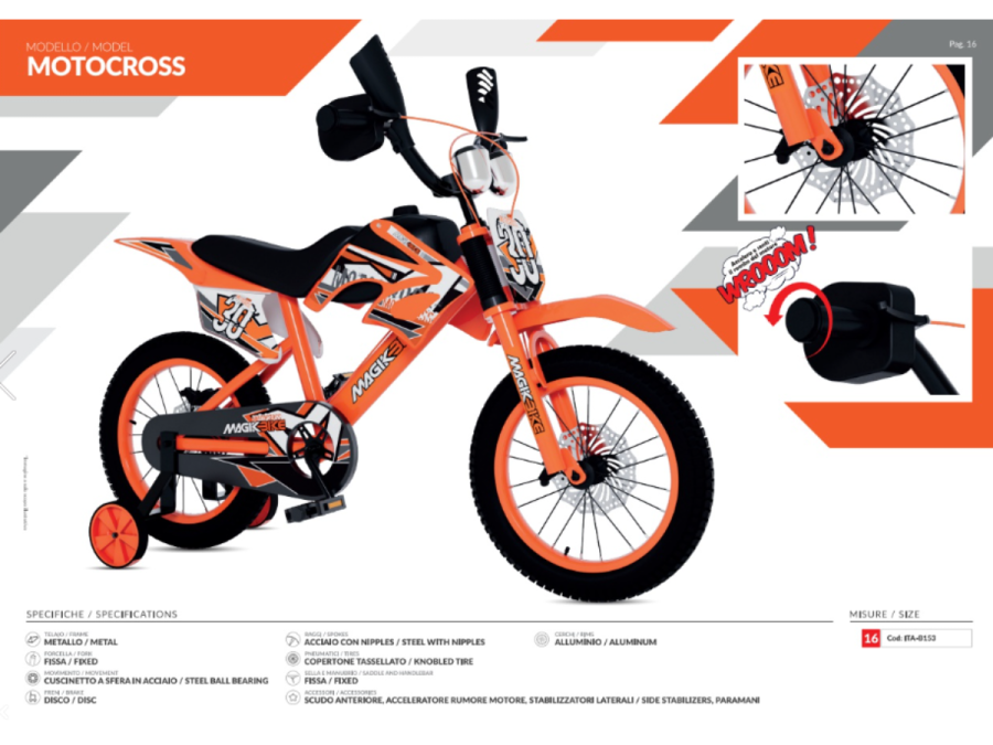 Bicicletta bambino Magik Bike Motocross 16"