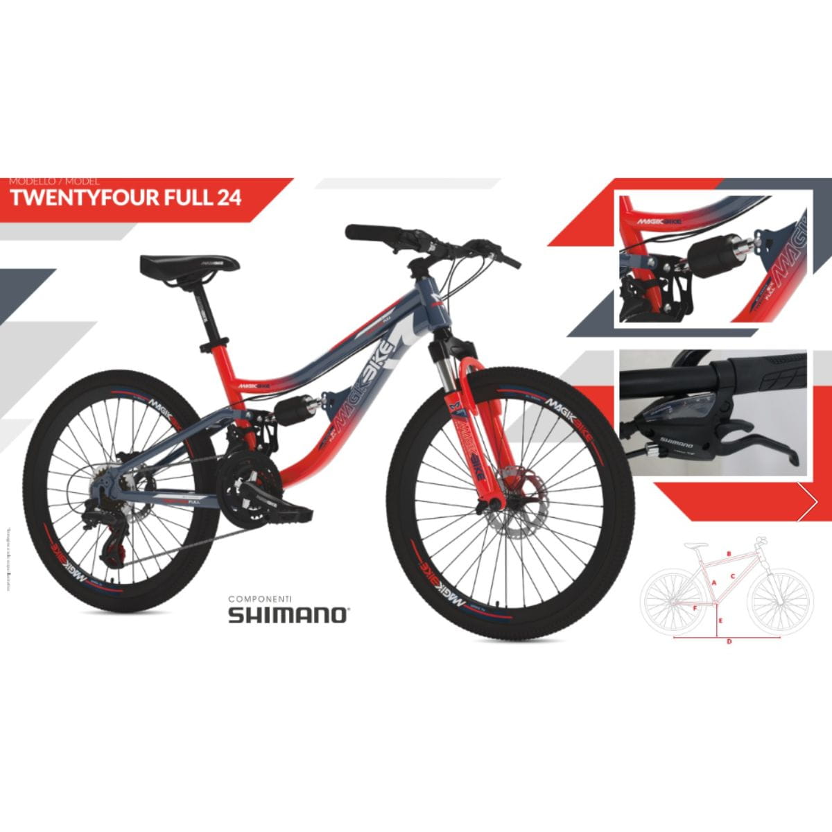 Magik Bike Full 24" mtb bimbo bicolor grigio/arancio