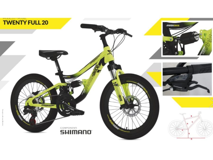 Magik Bike mtb Full 20" bimbo bicolor nero/giallo